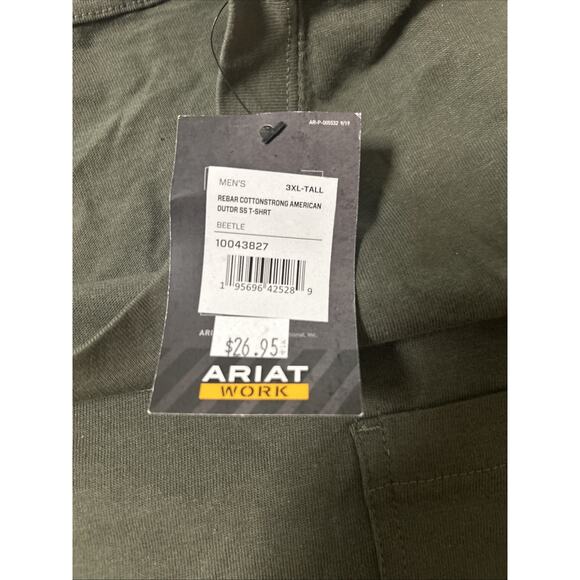 Ariat Work Rebar Tee Shirt Mens 3XL TALL Green Short Sleeve Crew Neck NWT - Picture 5 of 7